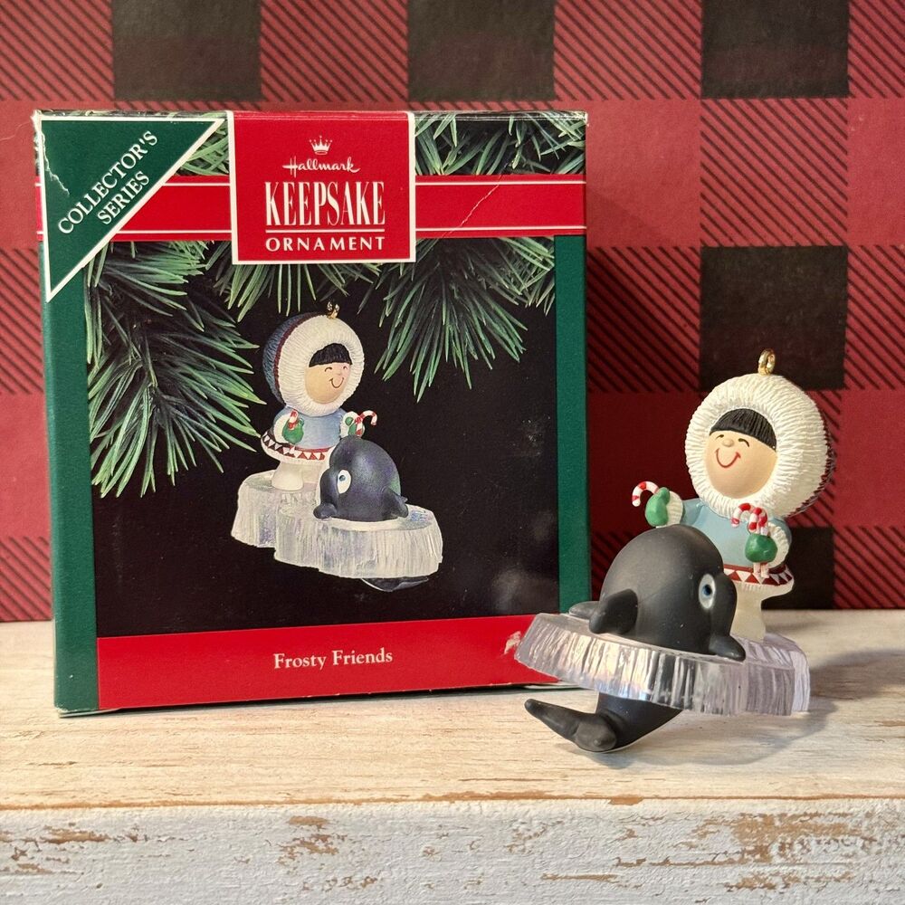 1992 Hallmark Frosty Friends #13 Christmas Keepsake Ornament | Eskimo Orca Whale